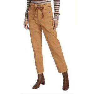Veronica Beard Pants Womens 29 Karter Straight Leg High Rise Camel Patch Pockets